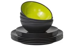 Melamine Set Grey-Line Blackberry 12 Pcs