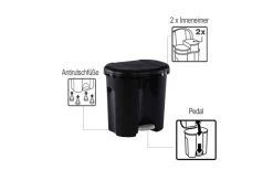 Rotho Waste Bin Duo 2 X 10 Liters Black