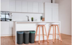 Rotho Twist Waste Garbage Can With Swing And Hinged Lid 25 Liters Dark Silver -Camping Kitchen 688593 4830146 1